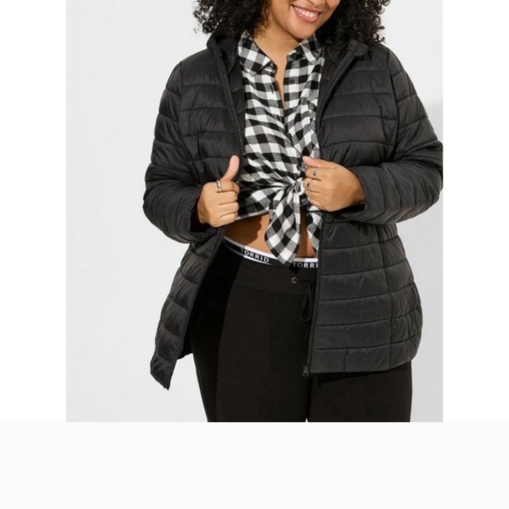 torrid Black Packable Hooded Puffer Jacket